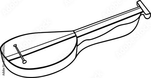 Shamisen black outline vector and illustration, coloring book page