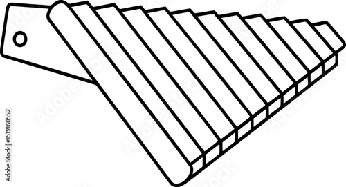 Pan flute black outline vector and illustration, coloring book page
