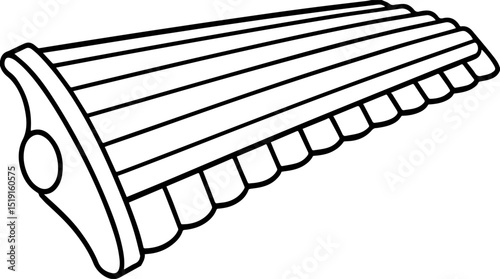 Pan flute black outline vector and illustration, coloring book page
