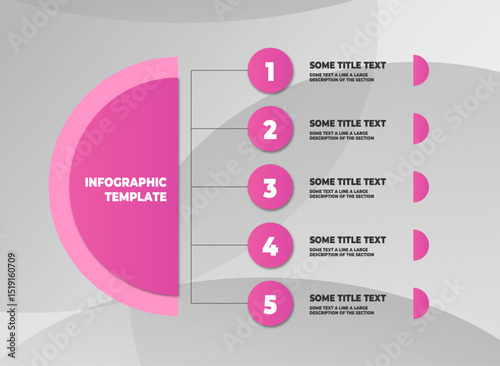 vector infographic template pink sections on gray abstract background with text and numbers