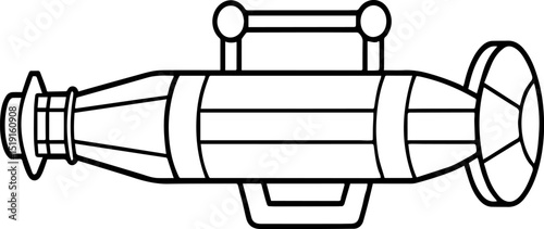 Bombarde black outline vector and illustration, coloring book page
