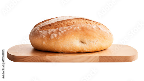 Artisan Bread on Wooden Board - on transparent background