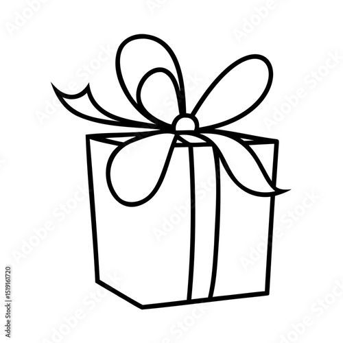Simple outline drawing of a wrapped present with a decorative ribbon bow