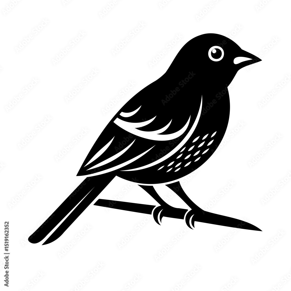 Fototapeta premium A simple black and white illustration of a bird perched gracefully on a branch