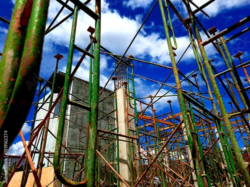 photo of construction site of building project, construction activities