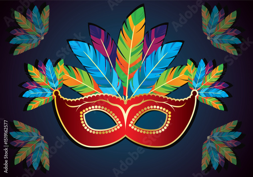 Vibrant rio carnival mask vector design colorful and festive