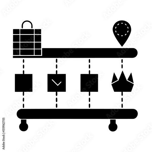 Abstract process timeline with icons representing progress and strategic planning elements