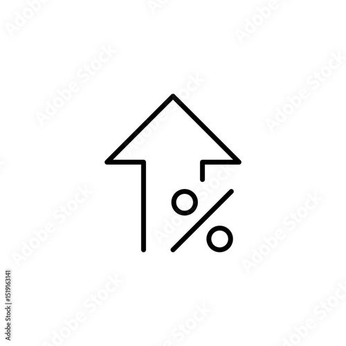 Arrow Up Line Icon with Percent Sign Showing Sales Growth Revenue Increase or Financial Improvement Vector