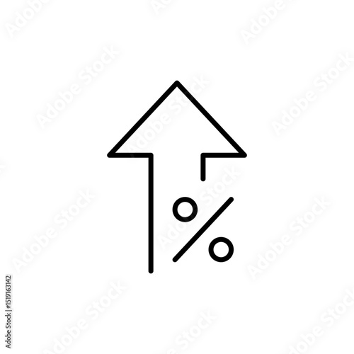 Up Arrow with Percentage Symbol Outline Icon Representing Growth Interest Rate or Inflation Increase
