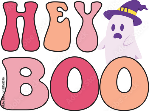 Hey Boo, Halloween Pink SVG design