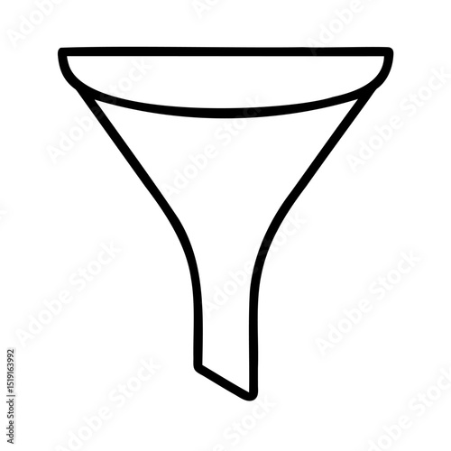 Minimalist outline illustration of a simple funnel isolated on a white background