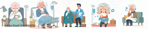 vector of a grandfather who is sick