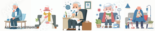 vector of a grandfather who is sick
