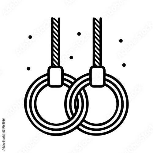 Minimalist illustration of gymnastics rings hanging depicting balance and strength concept