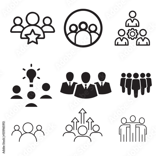 Teamwork and Collaboration Icon Set