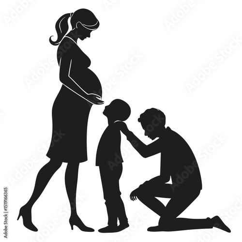 pregnant lady silhouette vector illustration
