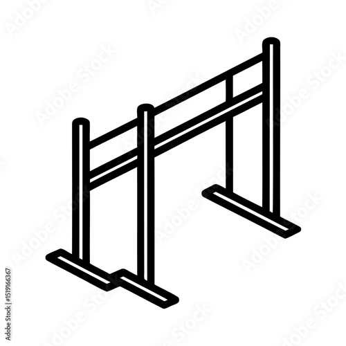 Isometric line art illustration of a track and field hurdles equipment for sporting events