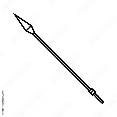 Simple black outline spear vector illustration isolated on a white background