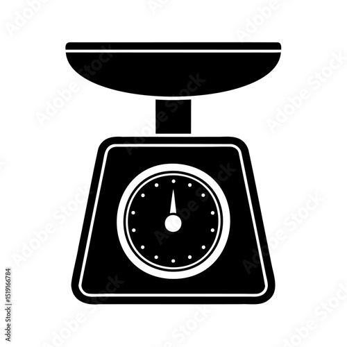Vintage kitchen scale simple black and white silhouette icon for cooking and baking measurements