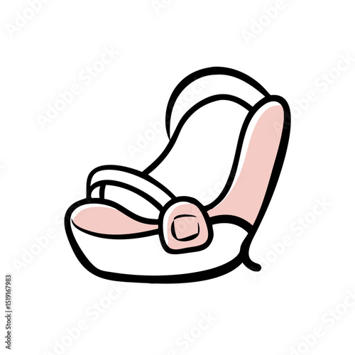 Baby car seat icon in soft pink design with safety straps  