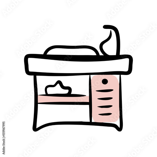 Changing table icon with storage and sink in minimalist design  