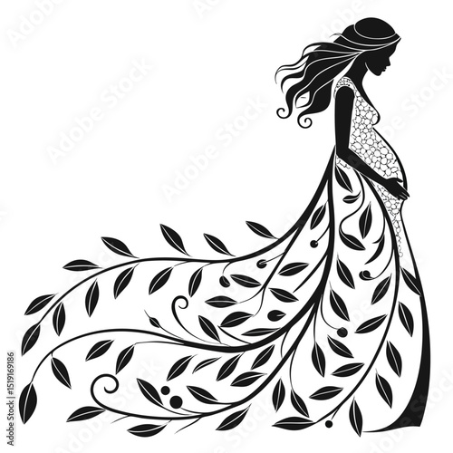 pregnant lady silhouette vector illustration