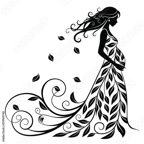 pregnant lady silhouette vector illustration