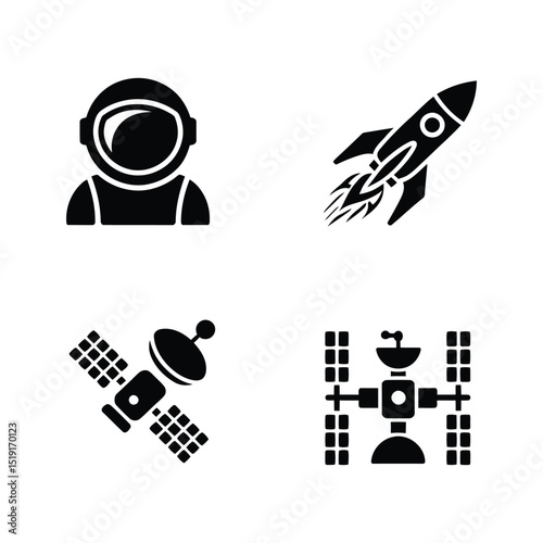 Design a set of 4 Space Exploration Icons