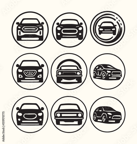 Simple car icon collection isolated on a white background