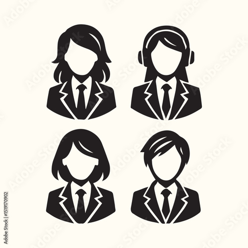 set of Casual & Everyday Avatars icons silhouette vector