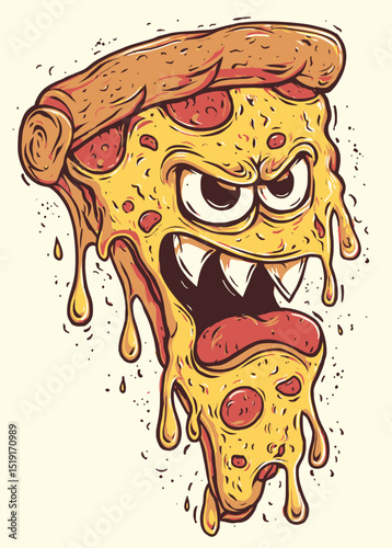 Retro Pizza Slice Illustration A Groovy, Cartoonish Design