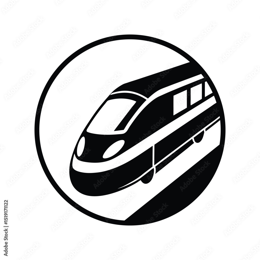 High-Speed Train Silhouette in Circle. Train logo and icon. High-Speed Train Silhouette in Circle. Train logo and icon.