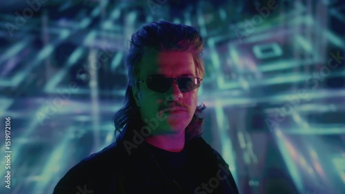 Wallpaper Mural Handsome male in retro style, vaporwave actor TV series. Face of a cool man from the 1990. Nostalgia Torontodigital.ca