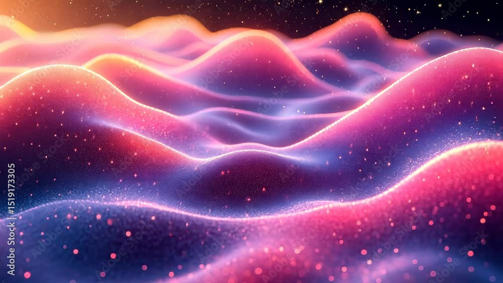 Abstract digital landscape with glowing particles Abstract digital landscape with glowing particles