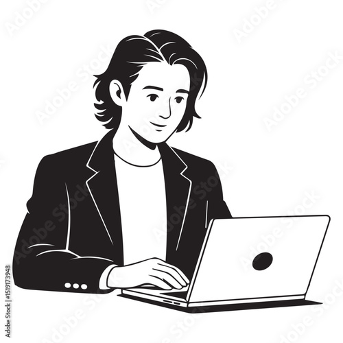 Man Working on Laptop