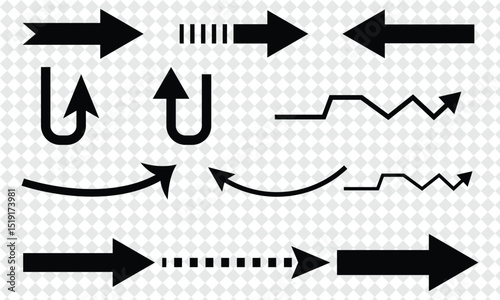 Collection of grunge arrows in different directions