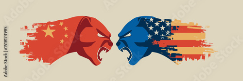 China vs. USA A Confrontation of Economic Powerhouses Illustrated