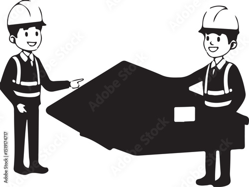 Business man and woman working together in office setting illustration