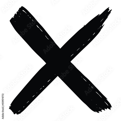 Black X Drawn in Brushstroke Style