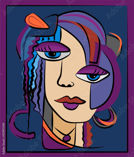Colorful background, cubism art style,abstract portrait