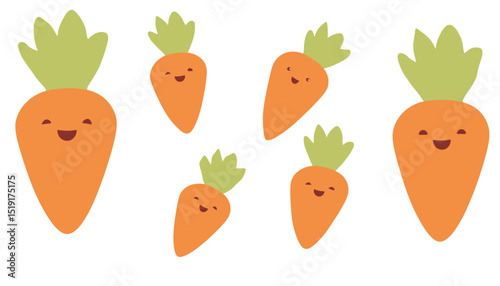Adorable Cartoon Carrots Illustration Vector Graphic Download