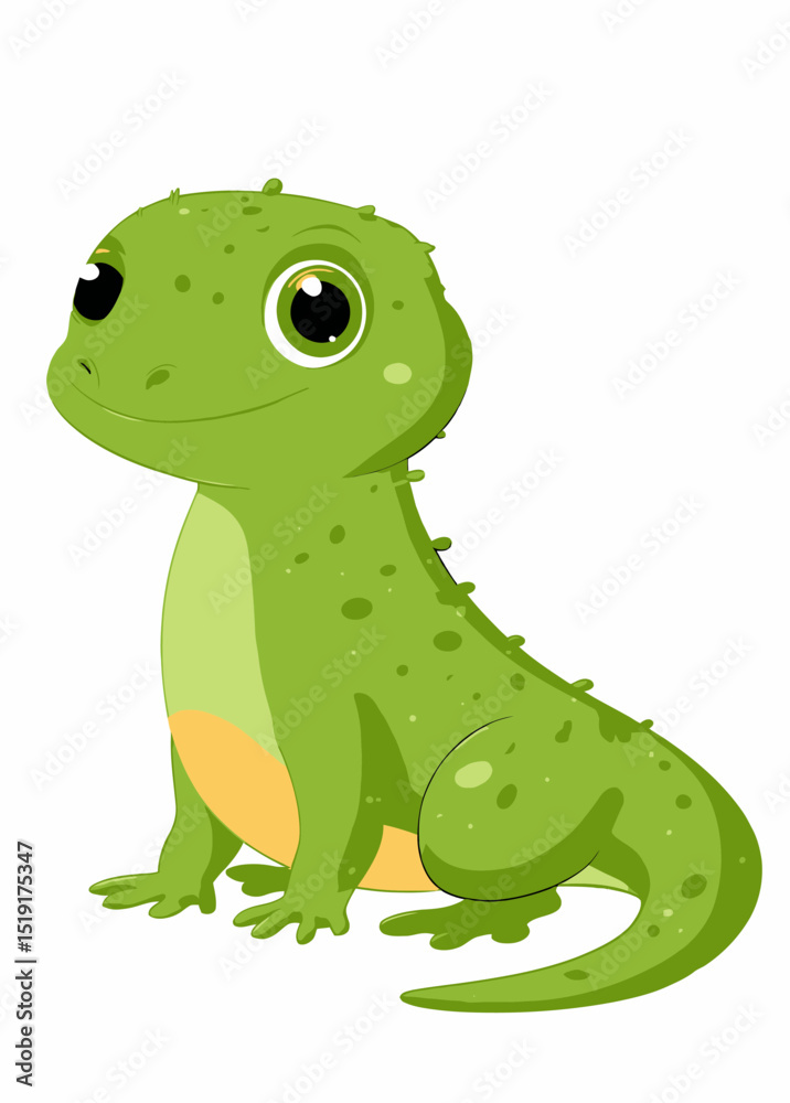 Fototapeta premium Adorable Green Cartoon Lizard Illustration