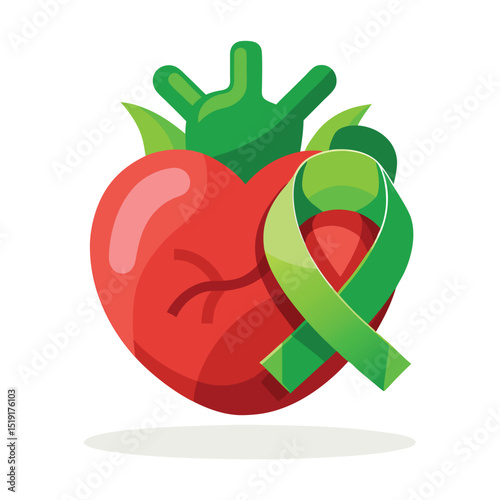 Clean Vector of Realistic Human Heart with Grid