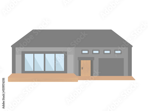 平屋  家  建物  イラスト