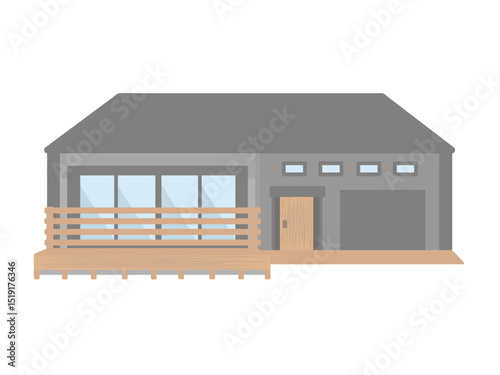 平屋  家  建物  イラスト