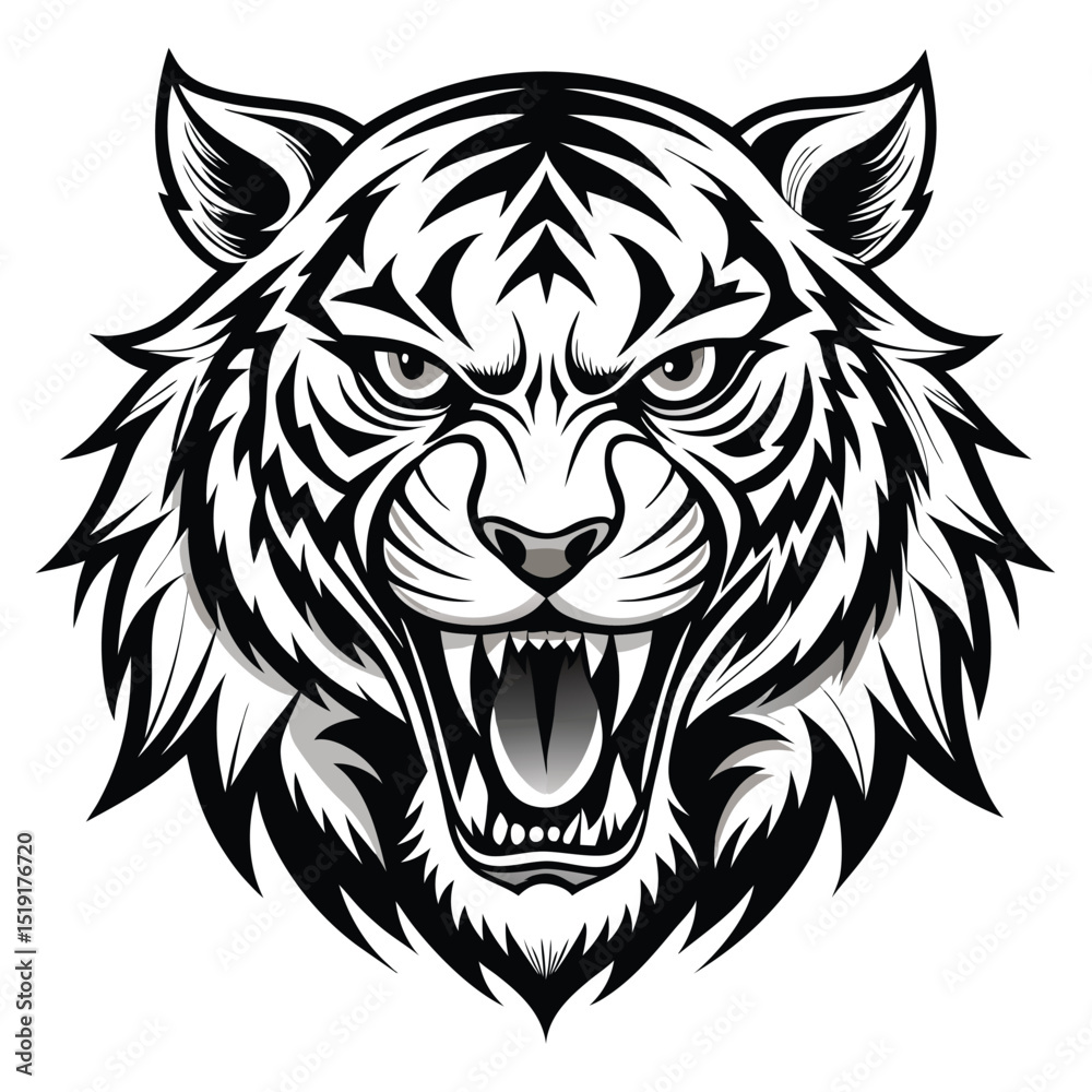Fototapeta premium Detailed Black and White Vector Illustration