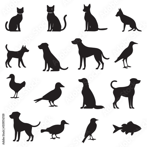 Dogs and Cats Silhouettes
