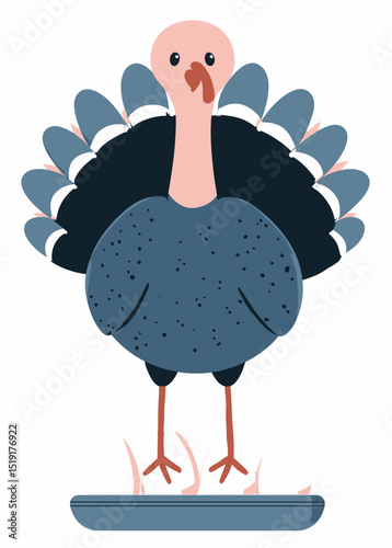 Adorable Cartoon Turkey Illustration Perfect for Thanksgiving Designs