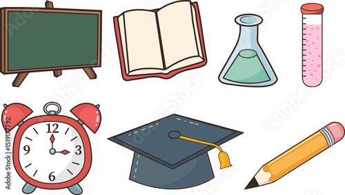 vector school student cartoon kit , pupil set
