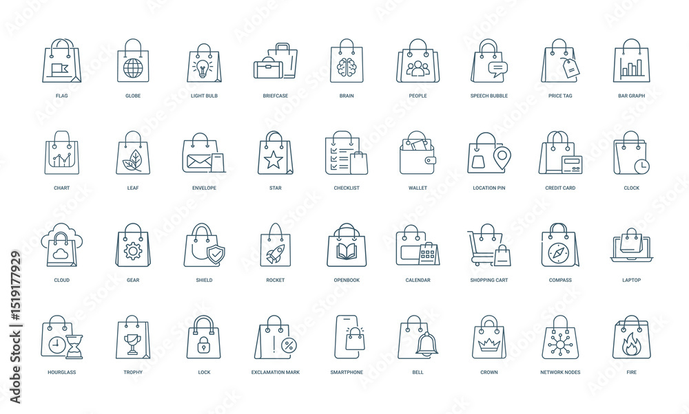 collection shopping bag icons uniquely themed elements collection shopping bag icons uniquely themed elements